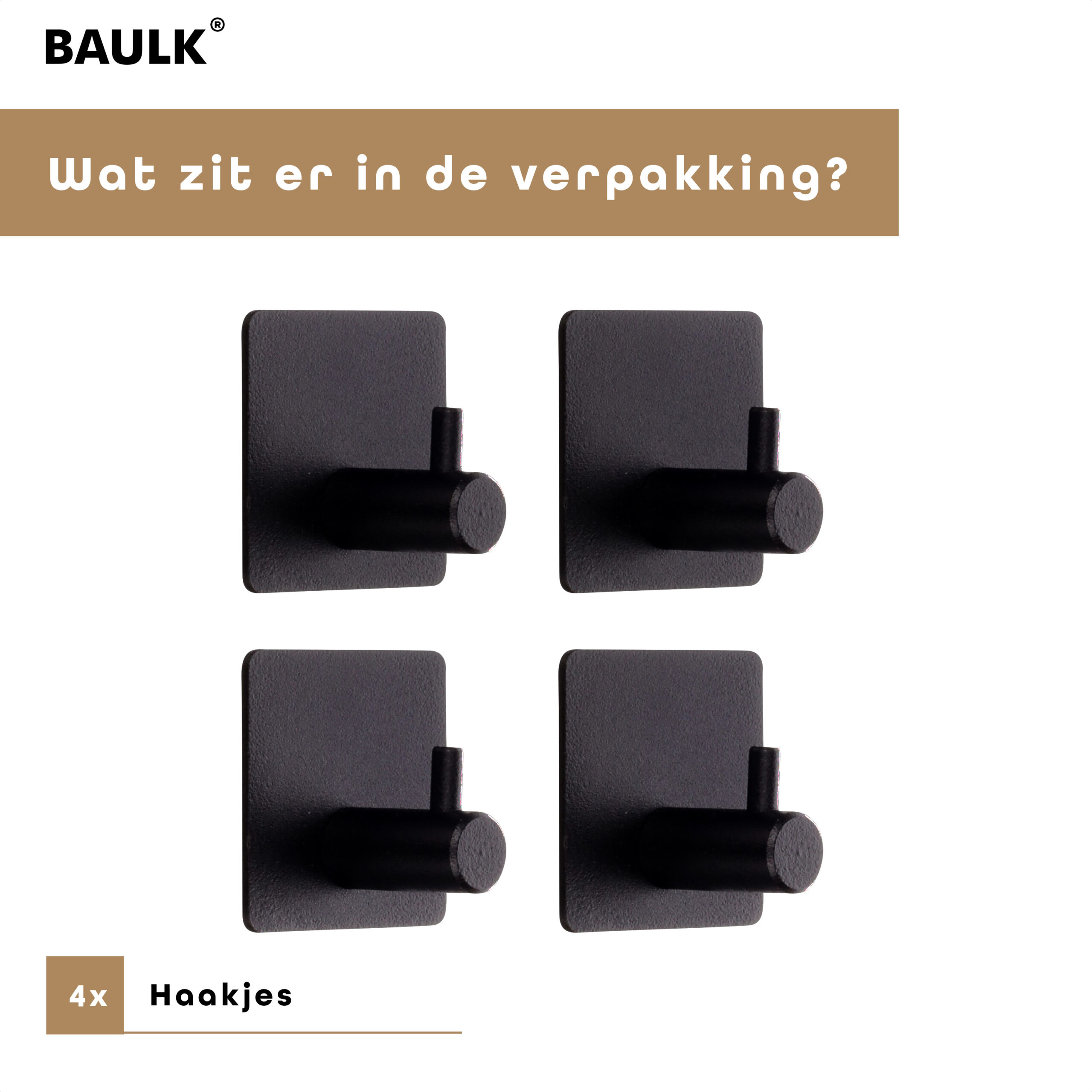 Handdoekhaakjes zelfklevende set van 4 zwart - Afbeelding 2