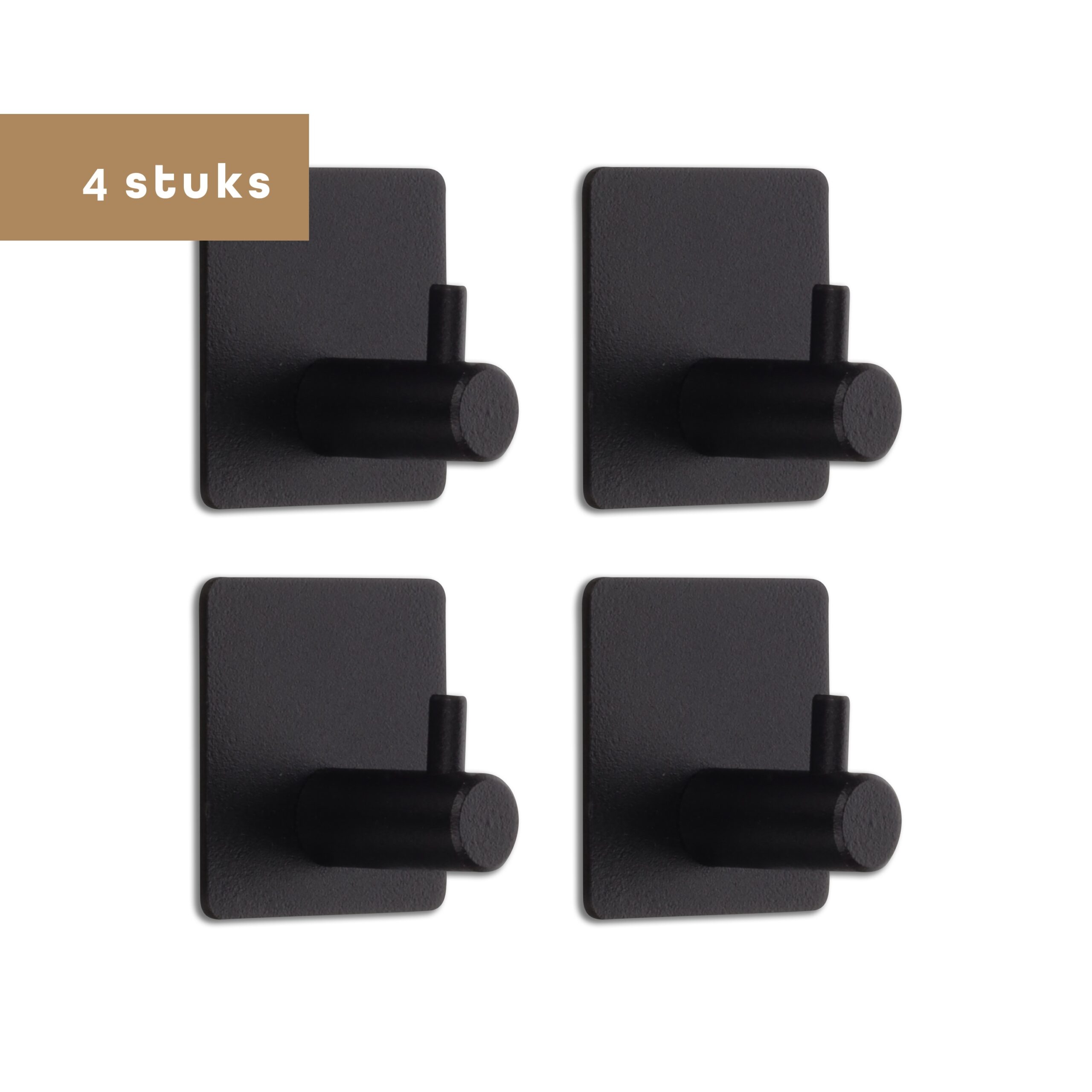 Handdoekhaakjes zelfklevende set van 4 zwart