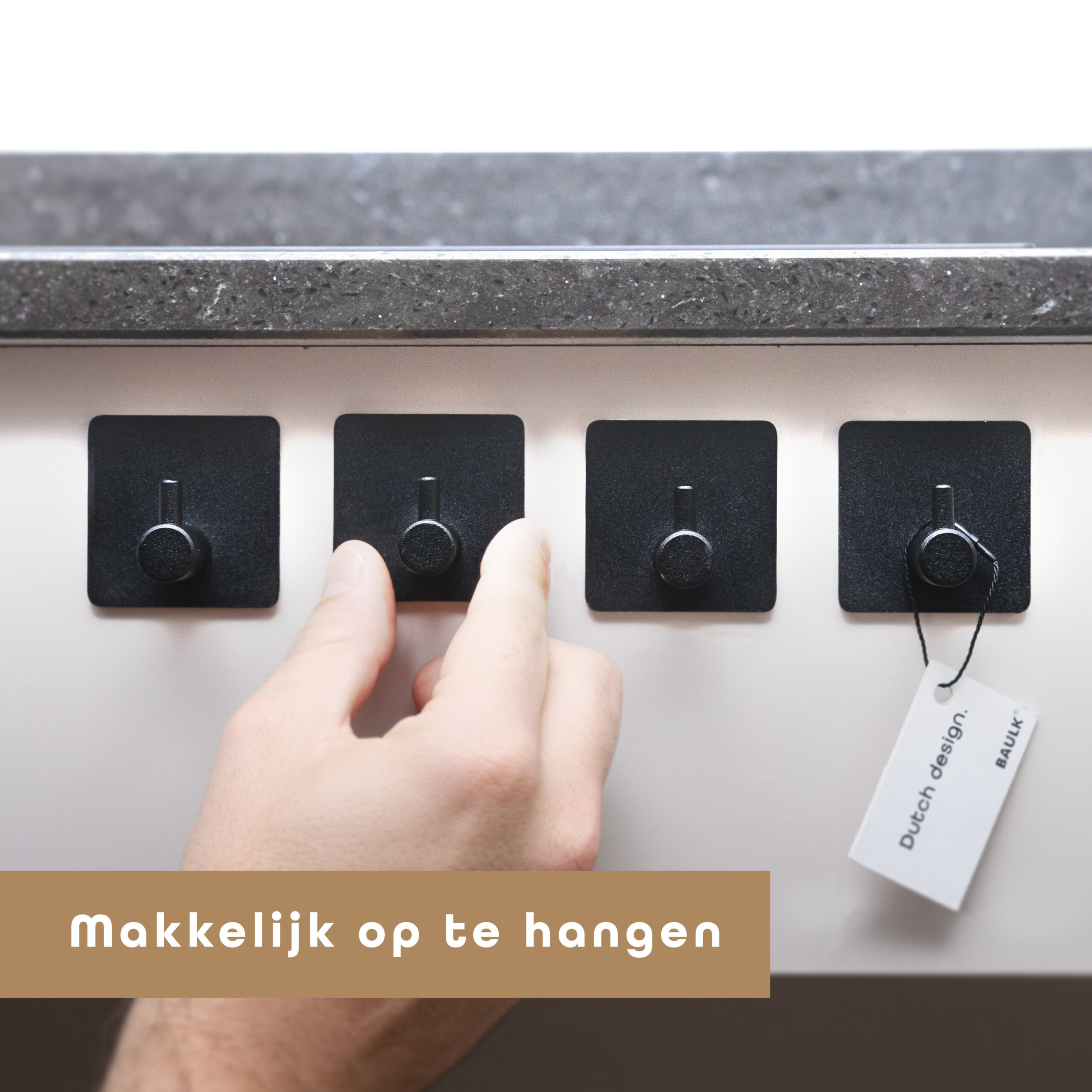 Handdoekhaakjes zelfklevende set van 4 zwart - Afbeelding 6