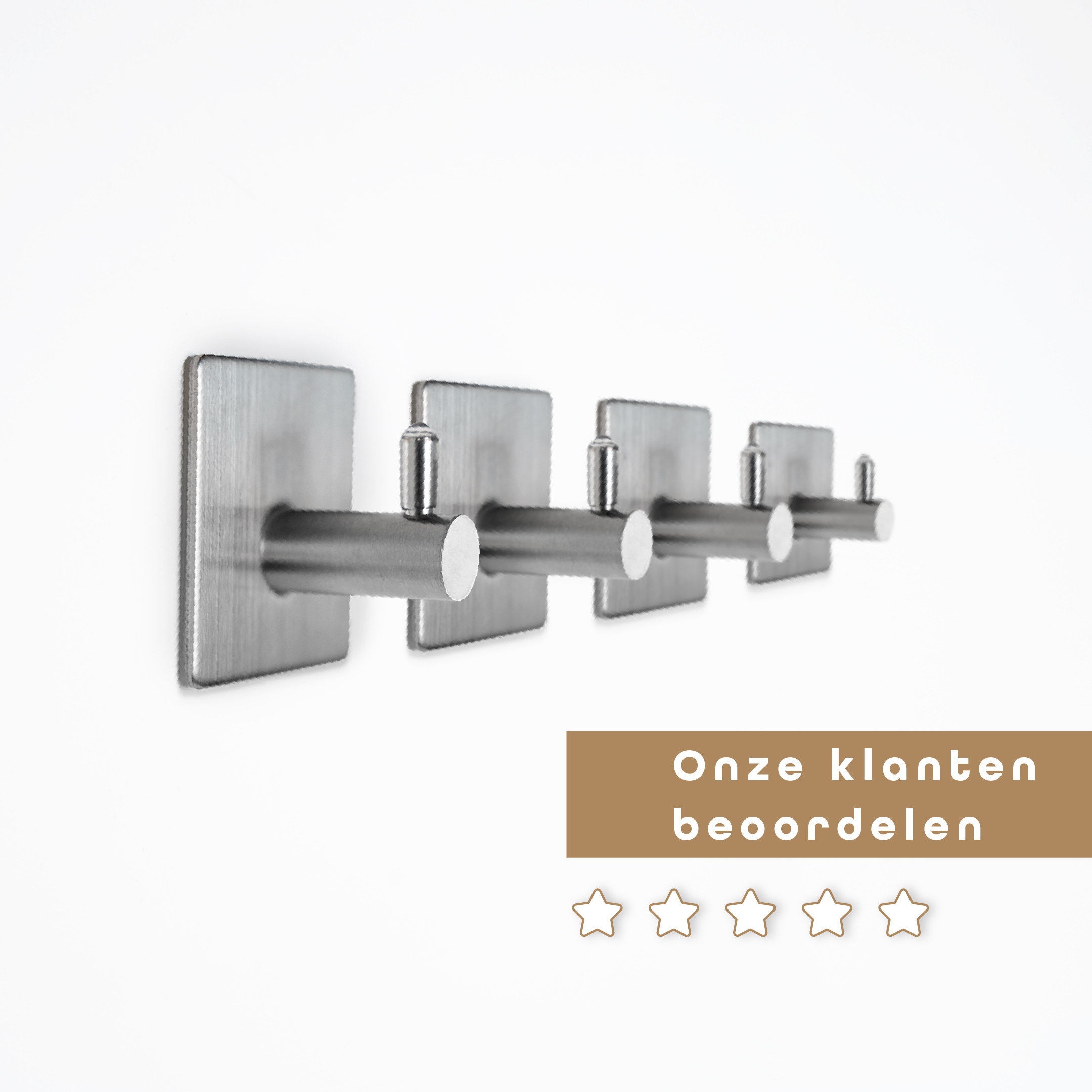 Handdoekhaakjes zelfklevende set van 4 zilver - Afbeelding 5